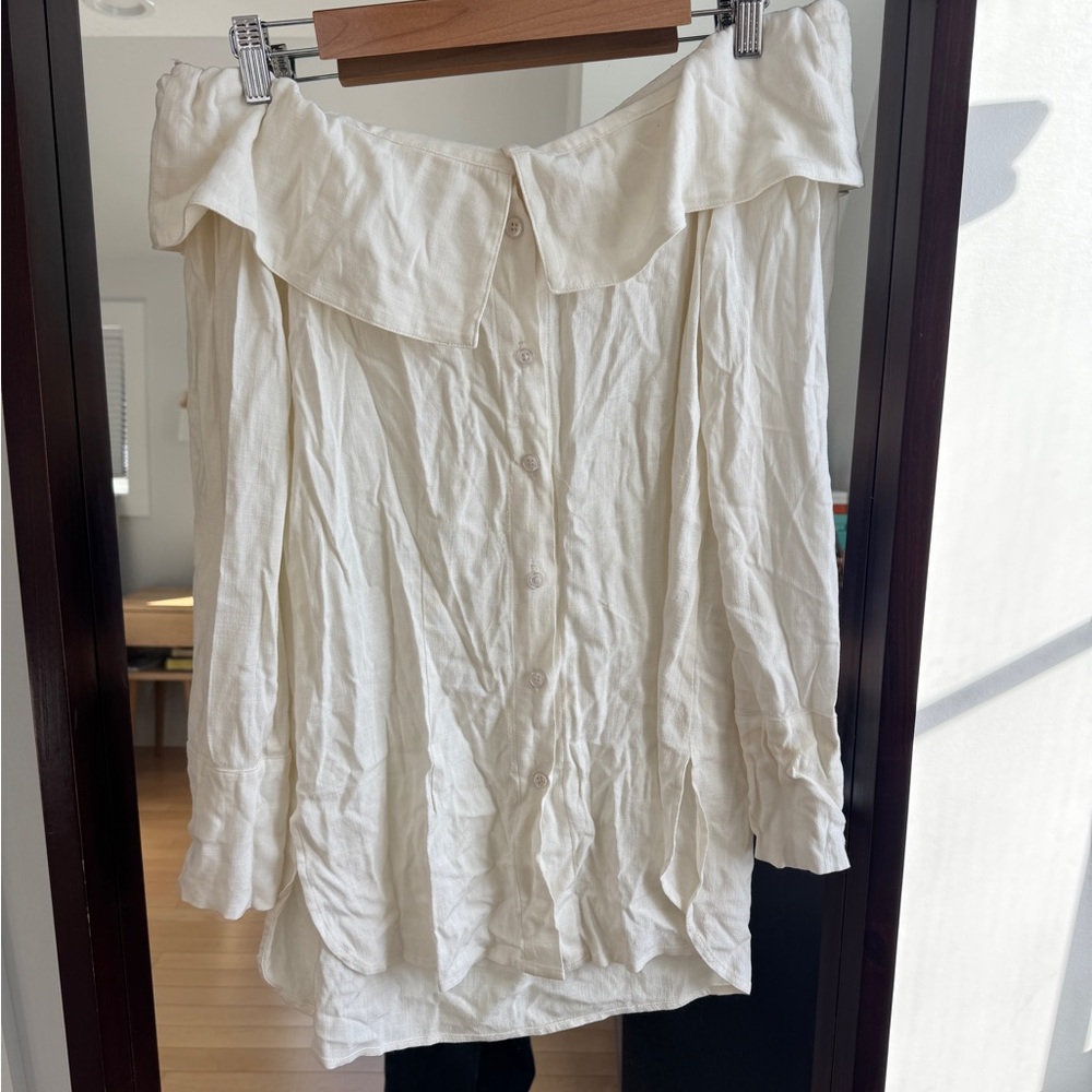 Stone Cold Fox off the shoulder Ivory Button-Up